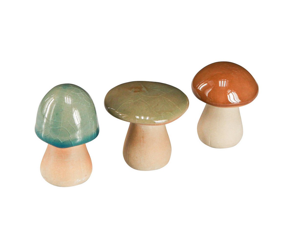 Florists Products Streudeko Keramik Pilze Deko Herbst Braun Grün Blau Wohnzimmer Tischdeko, 3 Stü Bild 4