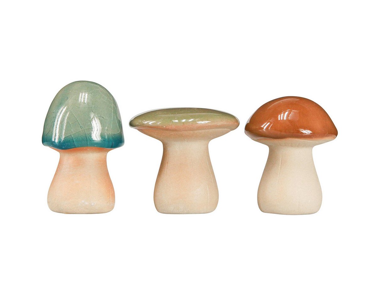 Florists Products Streudeko Keramik Pilze Deko Herbst Braun Grün Blau Wohnzimmer Tischdeko, 3 Stü Bild 5