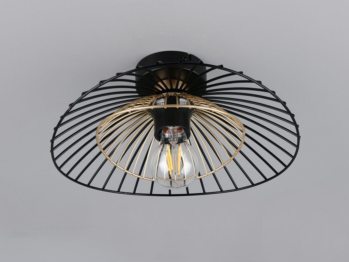Reality Leuchten LED Deckenleuchte mit Gitter Lampenschirm Metall Ø 30cm, Dimmfunktion, LED wechselbar, warmweiß, klein-e ausgefallene besondere Designer Lampen Wohnzimmer Bild 3