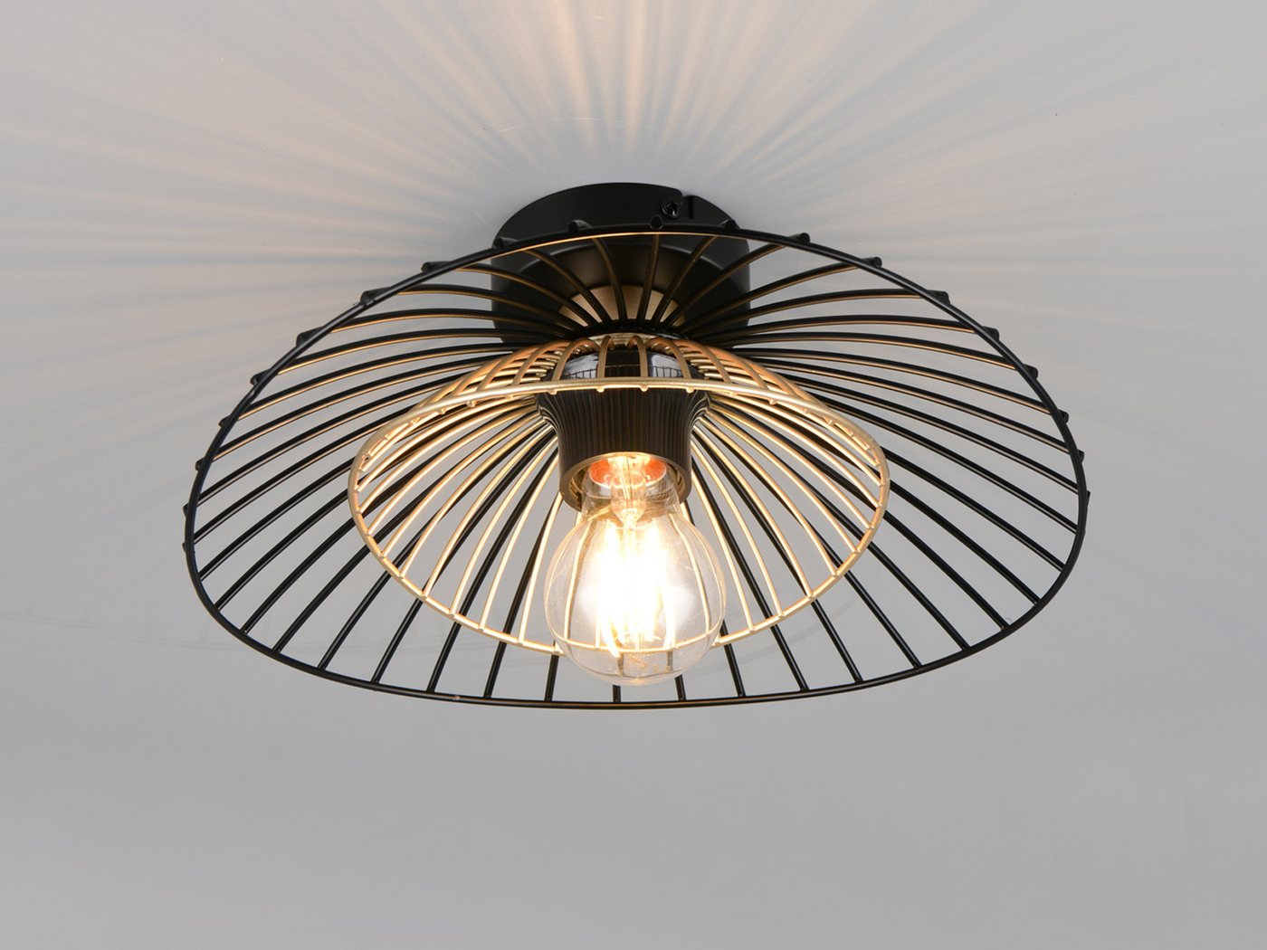 Reality Leuchten LED Deckenleuchte mit Gitter Lampenschirm Metall Ø 30cm, Dimmfunktion, LED wechselbar, warmweiß, klein-e ausgefallene besondere Designer Lampen Wohnzimmer Bild 4