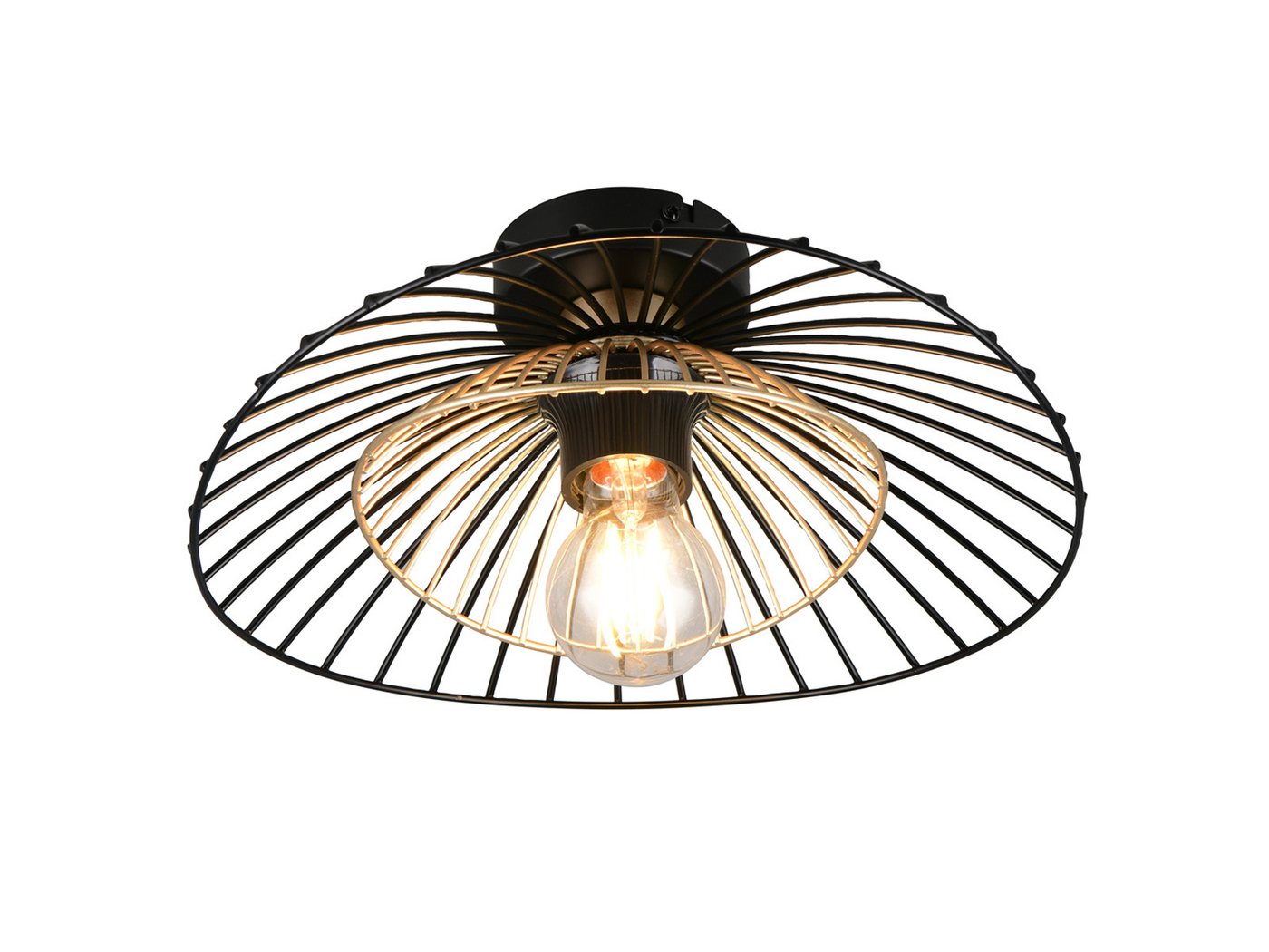 Reality Leuchten LED Deckenleuchte mit Gitter Lampenschirm Metall Ø 30cm, Dimmfunktion, LED wechselbar, warmweiß, klein-e ausgefallene besondere Designer Lampen Wohnzimmer Bild 5