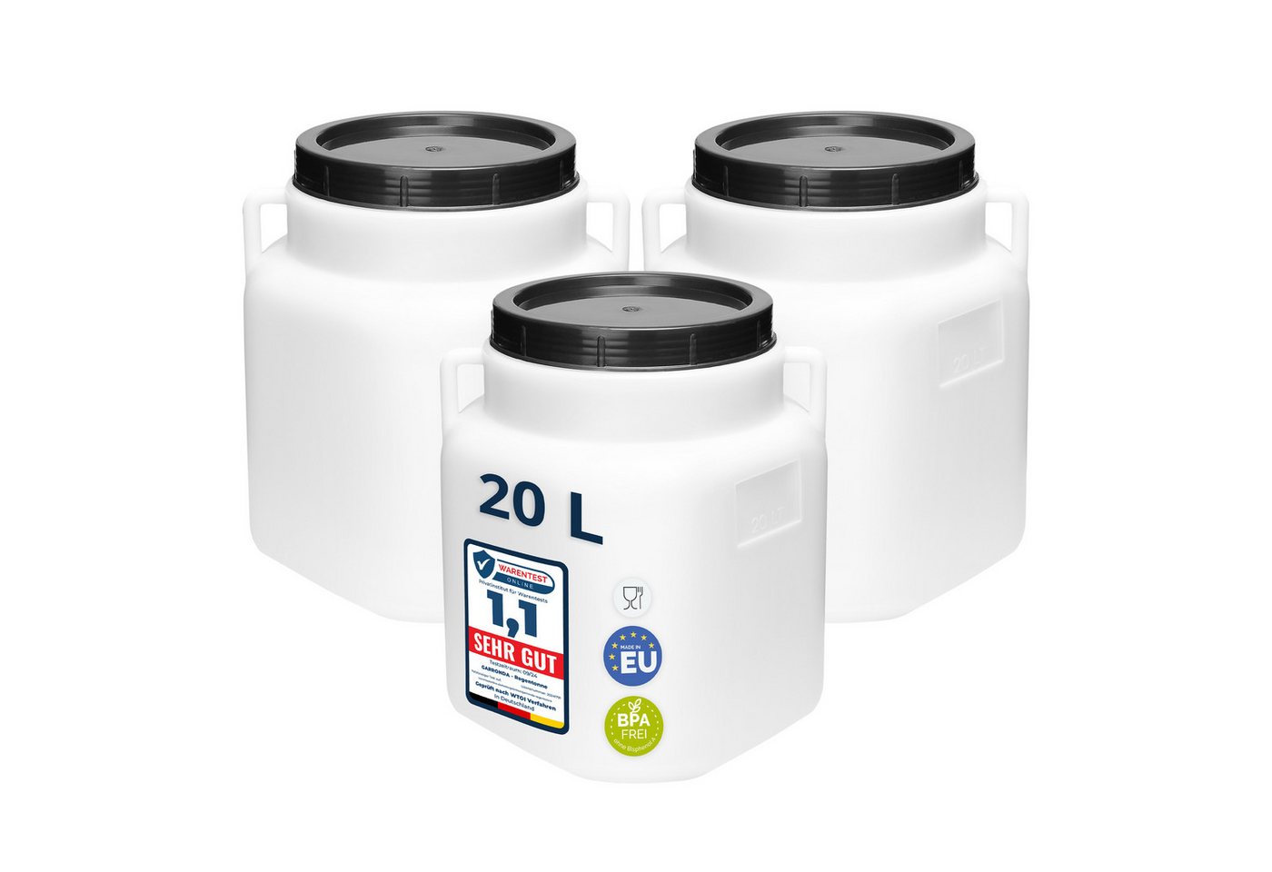Garronda Regentonne Set BPA-freies quadratisches Fass Behälter mit Deckel GD-0134, 20 l, (3-tlg), BPA-Frei Bild 5