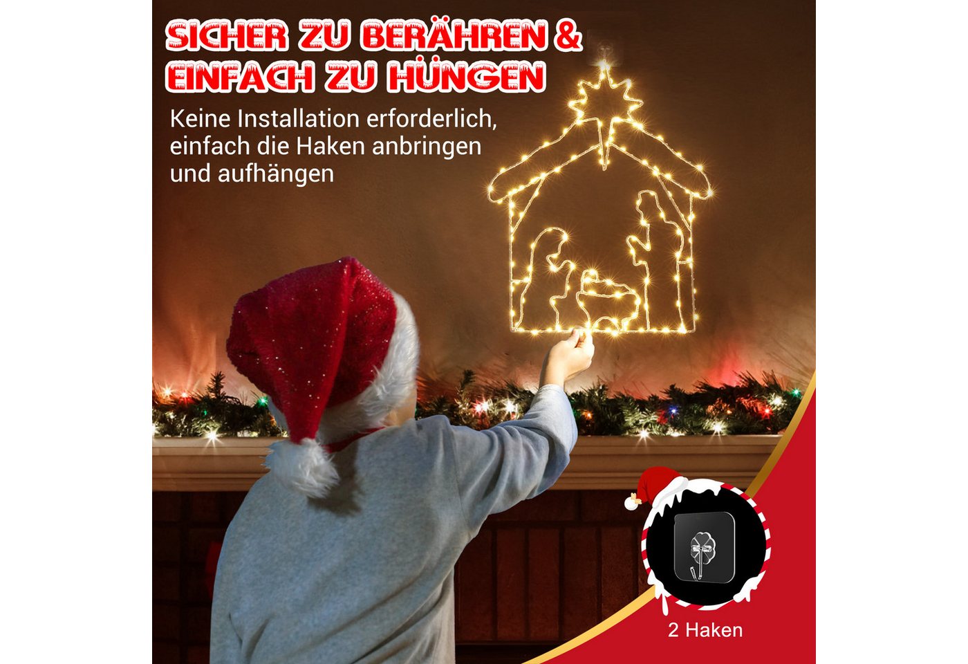 Quntis LED-Lichterkette Led weihnachtsdeko für fenster, innen/außen, weihnachtsstern, mit Timer Memory Funktion Bild 4