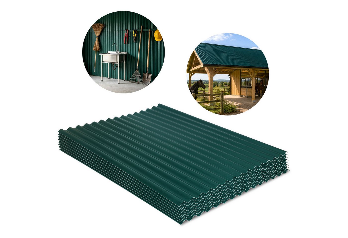 Clanmacy Wellplatte ASA Wellplatten 8er Set Dunkelgrün 117 x 93 cm 1,5 mm für Gewächshaus, (8-St) Bild 3