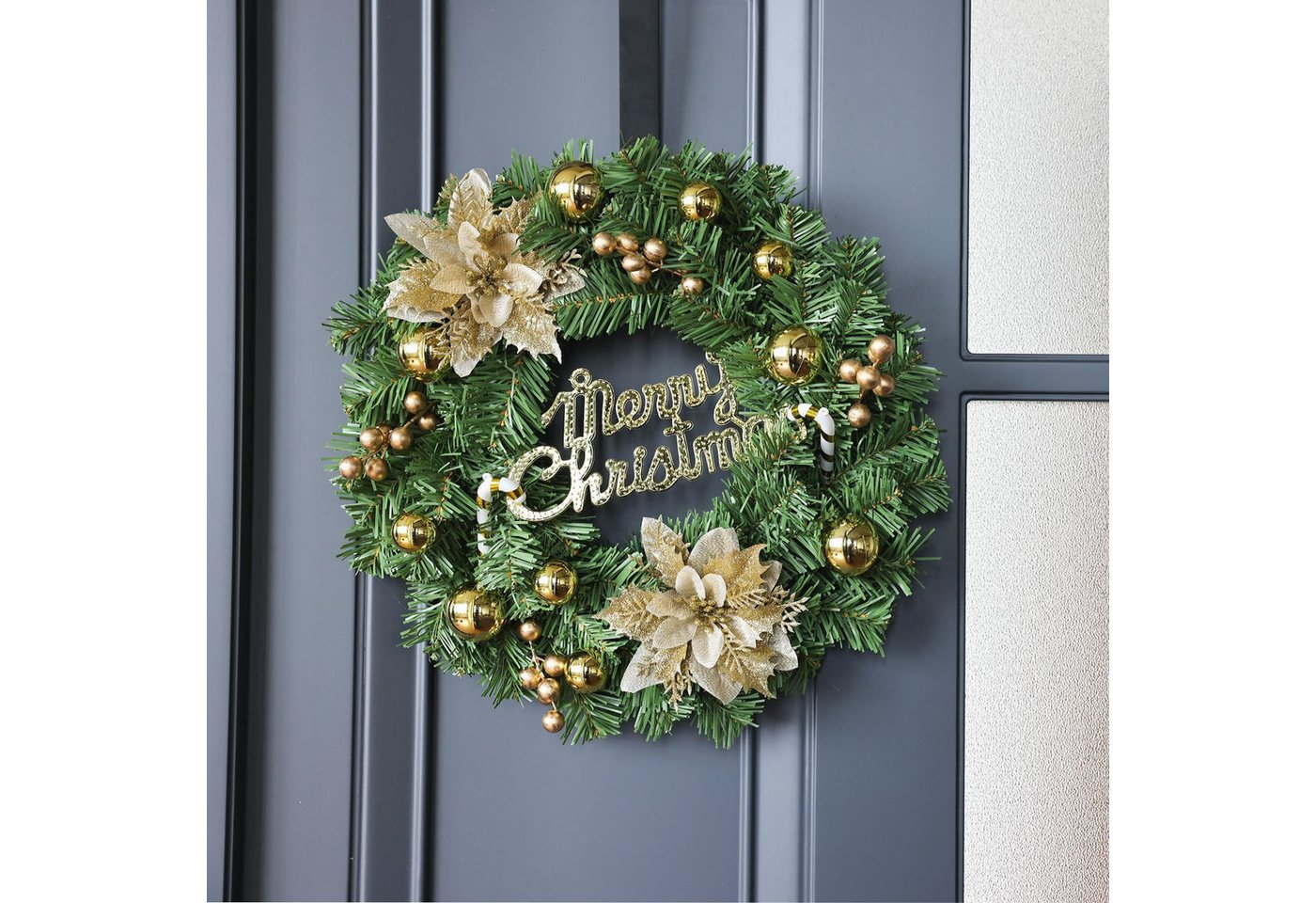 Diwzbyn Dekokranz Weihnachtskranz Haustür Deko Künstlich,Weihnachten Haustürkranz, Türkranz Weihnachten Außen,Türkranz Dekoration für Innen Außen Bild 4