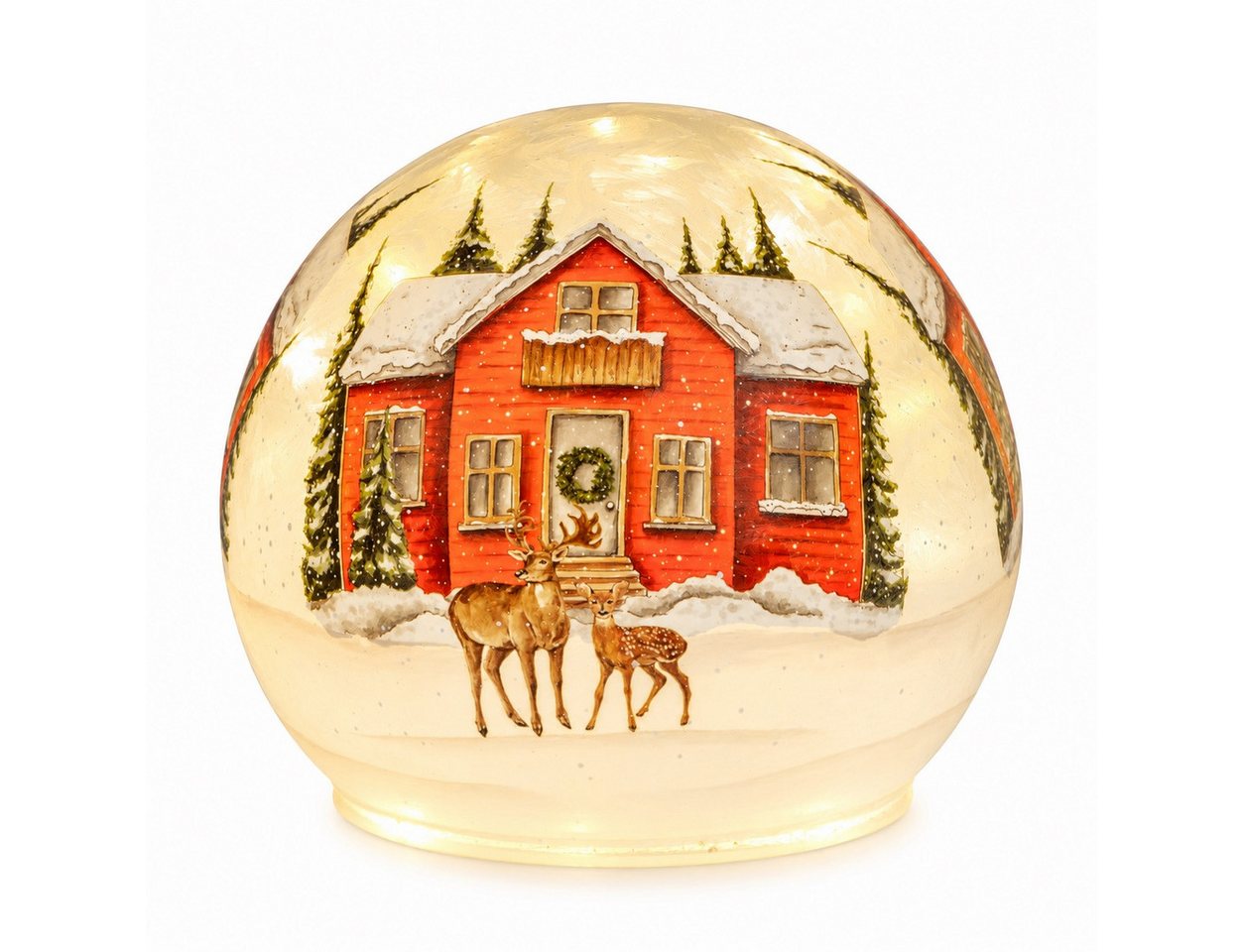 formano LED Kugelleuchte LED Deko Kugel Glas, 12 cm, Winterlandschaft in geeister Optik, Timer