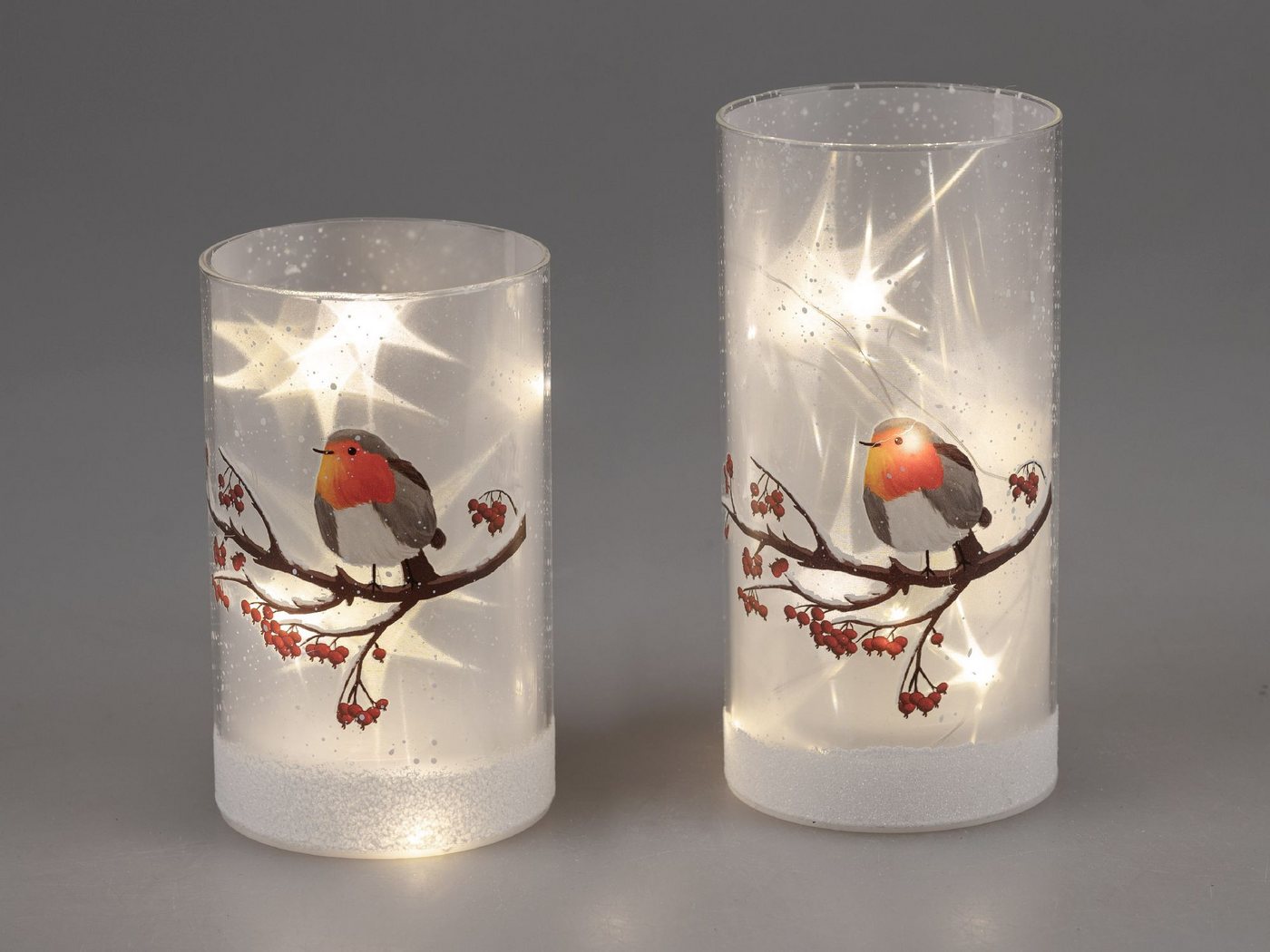 formano LED Dekolicht Winterzeit Weihnachtsdeko, LED, Mit Timerfunktion, Weiß, Rotkehlchen, H: 20cm