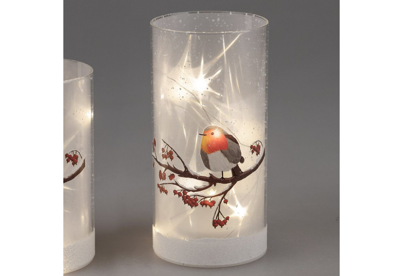 formano LED Dekolicht Winterzeit Weihnachtsdeko, LED, Mit Timerfunktion, Weiß, Rotkehlchen, H: 20cm Bild 2
