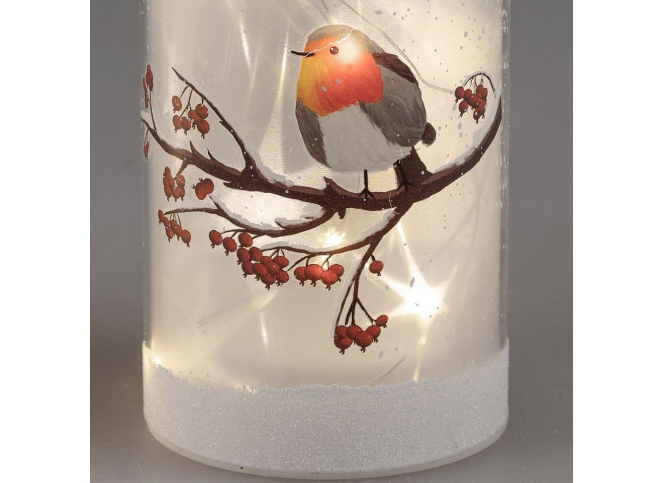 formano LED Dekolicht Winterzeit Weihnachtsdeko, LED, Mit Timerfunktion, Weiß, Rotkehlchen, H: 20cm Bild 3
