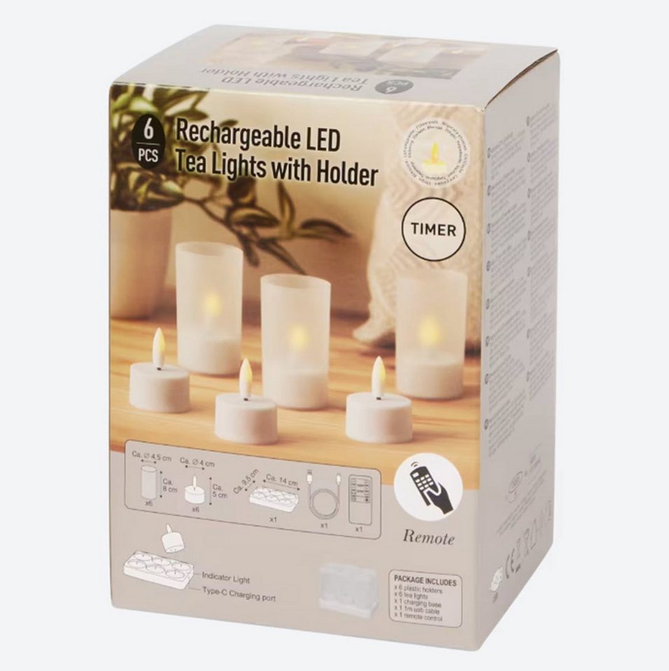 Spectrum LED-Teelichter Aufladbare Teelichter 6 Stück in Röhre LED