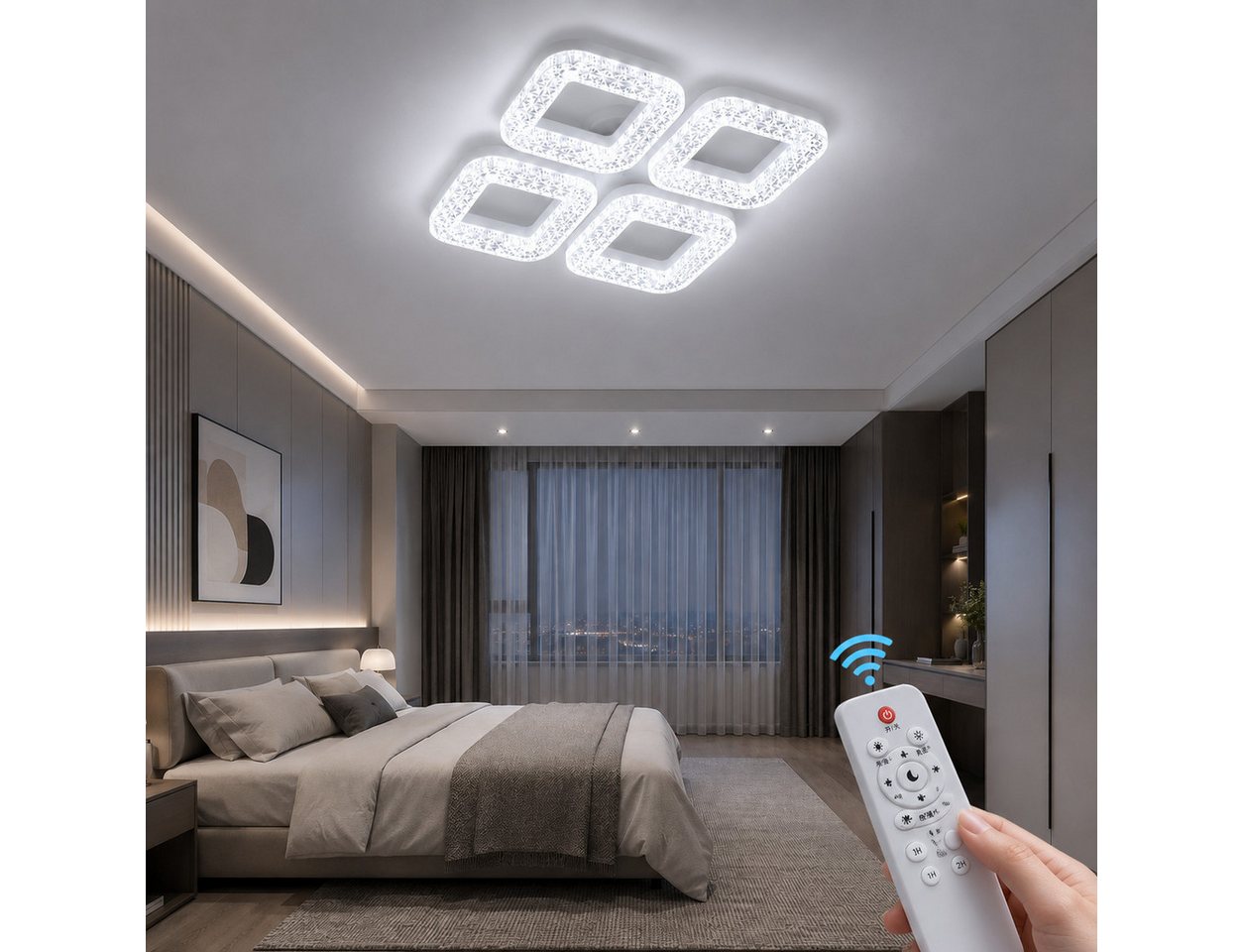 Eurohandisplay LED Deckenleuchte LED Deckenleuchte dimmbar mit Fernbedienung, stufenlos 3000–7000 K, LED fest integriert, Warm- bis Kaltweiß, Lichtfarbe und Helligkeit einstellbar Bild 3