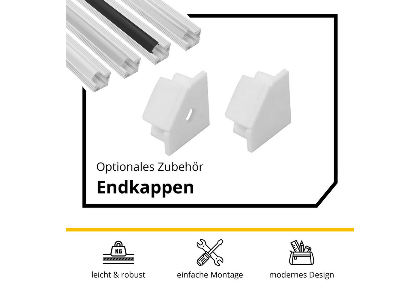 tktrading24 LED-Stripe-Profil A19 LED Profil Weiss mit Abdeckung - Premium Eckprofil 90°