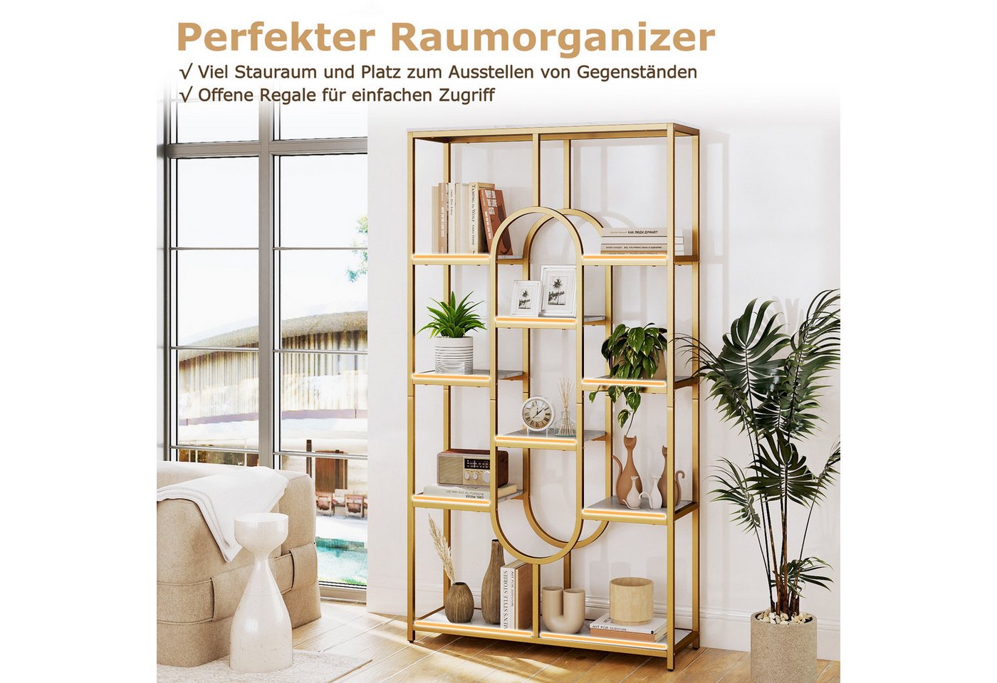 KOMFOTTEU Bücherregal, Schwerlastregal mit Metallrahmen & Kippschutz Bild 4