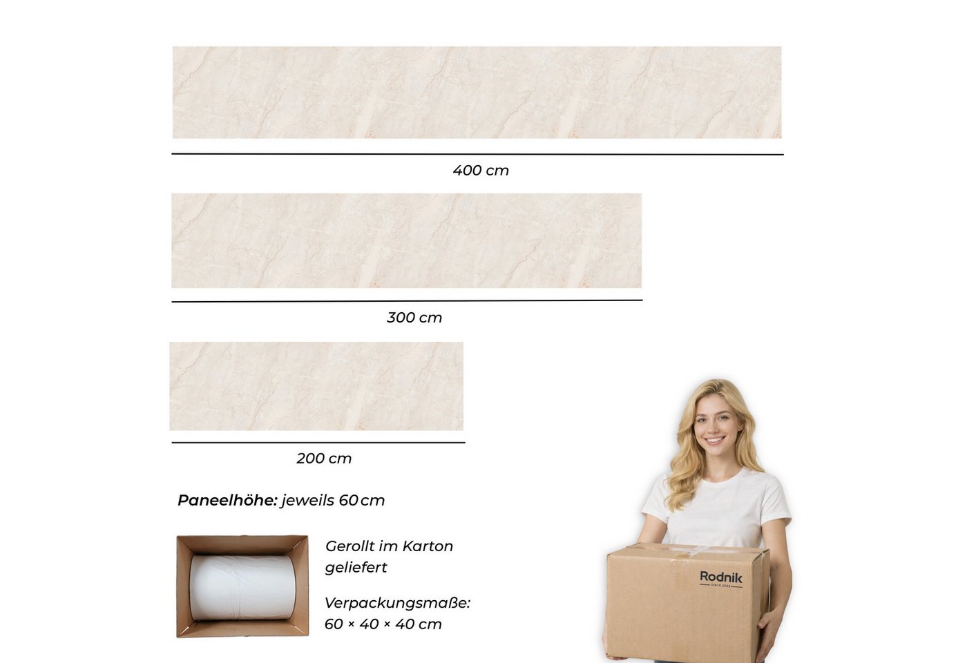 Rodnik Küchenrückwand Marmor Creme Beige, monolithische ABS-Platte mit Direktdruck, formstabil und langlebig Bild 4
