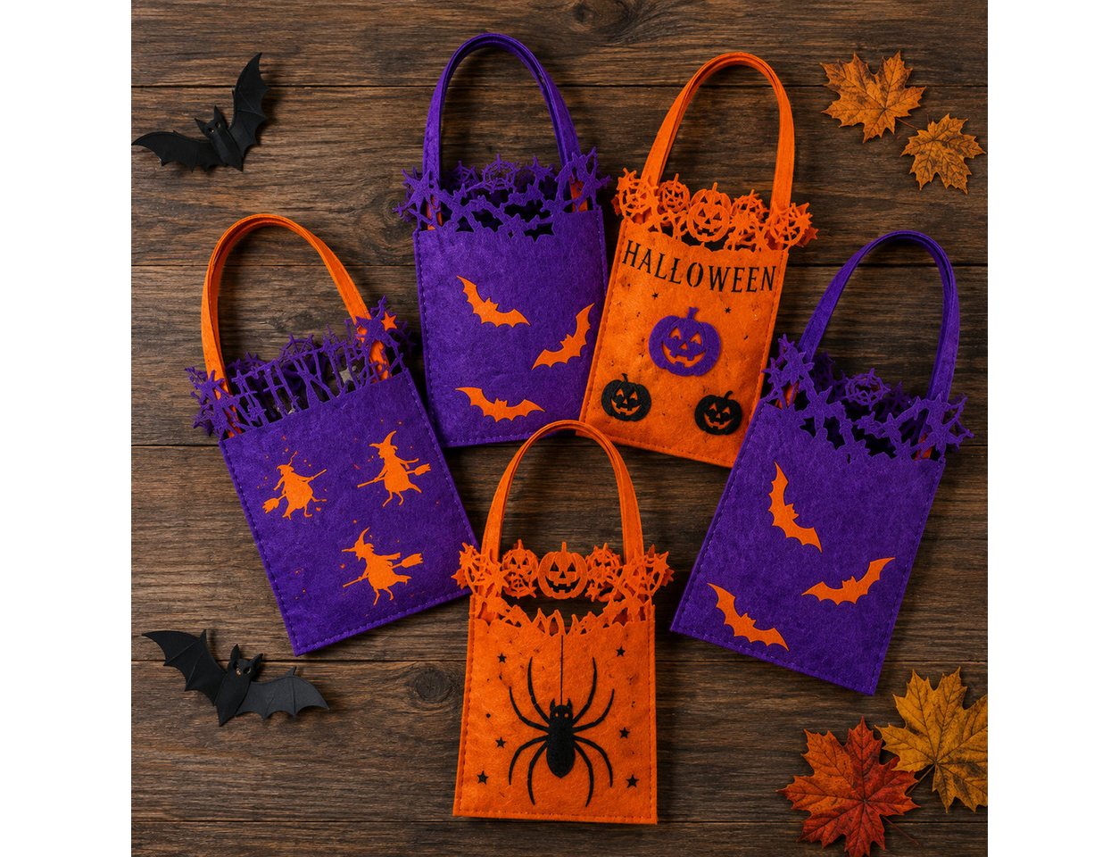 Kaiser24 Geschenk-Tragetasche Halloween Süßigkeitentüten 6er Set – Trick-or-Treat-Taschen für Kinder