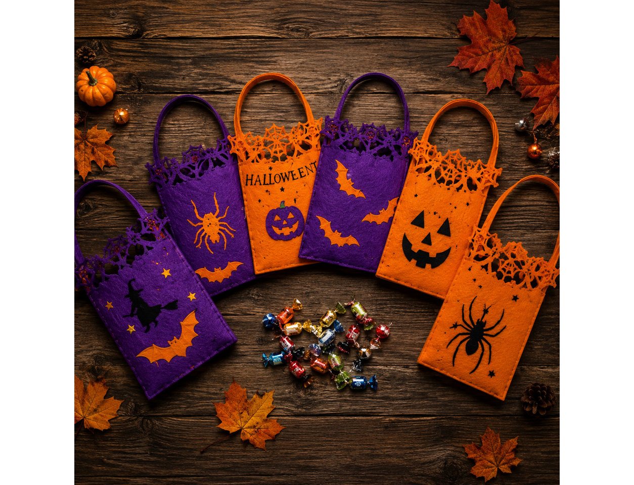 Kaiser24 Geschenk-Tragetasche Halloween Süßigkeitentüten 6er Set – Trick-or-Treat-Taschen für Kinder Bild 2