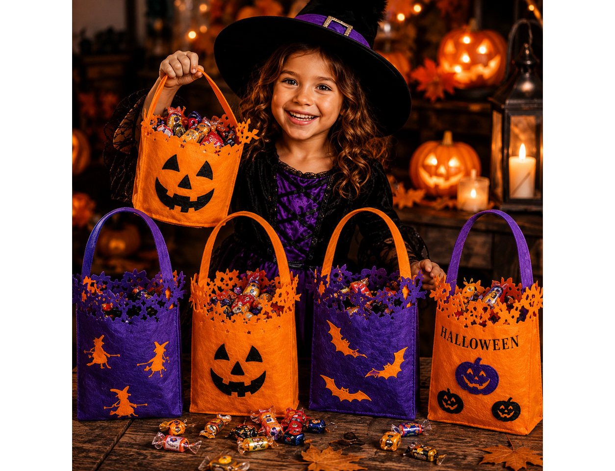 Kaiser24 Geschenk-Tragetasche Halloween Süßigkeitentüten 6er Set – Trick-or-Treat-Taschen für Kinder Bild 3