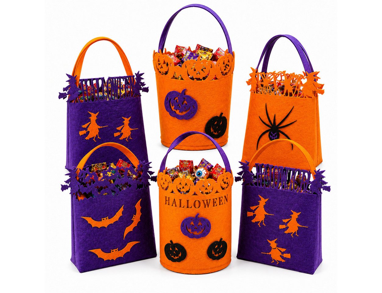 Kaiser24 Geschenk-Tragetasche Halloween Süßigkeitentüten 6er Set – Trick-or-Treat-Taschen für Kinder Bild 5