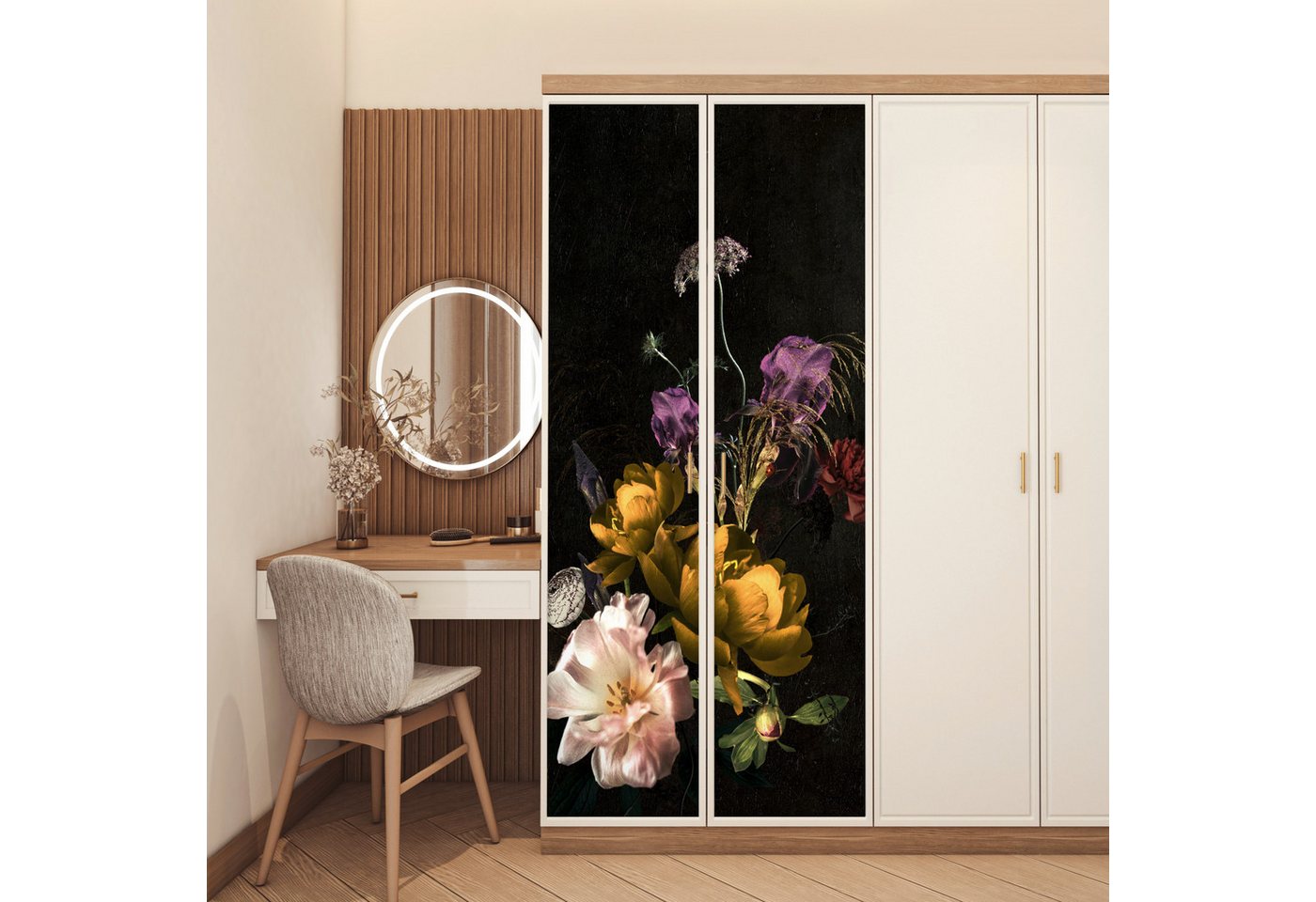 MuchoWow Türtapete Blumen - Muster - Pflanzen, Matt, bedruckt, (1 St), Fototapete, Flebefolie, Türaufkleber, 80x205 cm Bild 5