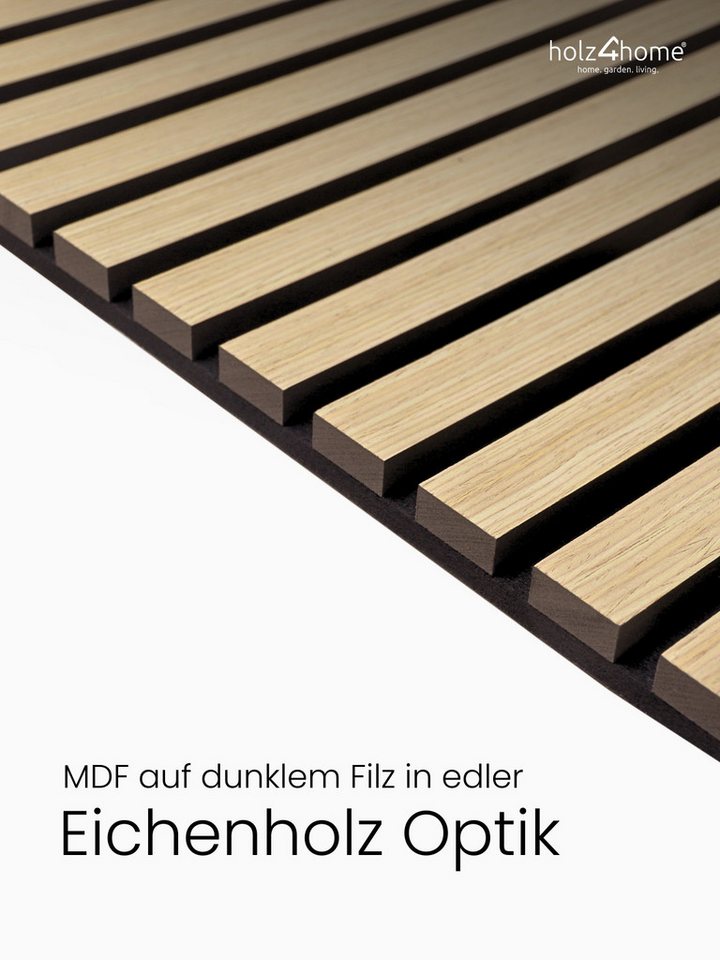 holz4home® 3D Wandpaneel Akustikpaneel 4er Set Holz 120x60 cm I Wandpaneel aus MDF in Holzoptik, (4-tlg) Modern und Minimalistisch