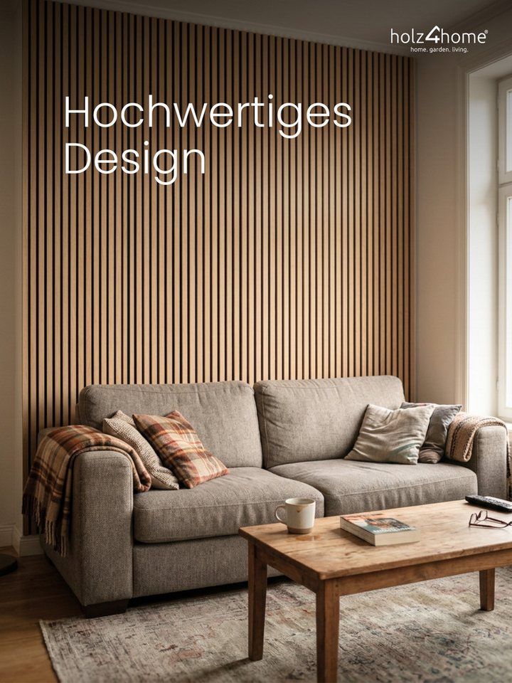 holz4home® 3D Wandpaneel Akustikpaneel 4er Set Holz 120x60 cm I Wandpaneel aus MDF in Holzoptik, (4-tlg) Modern und Minimalistisch Bild 2