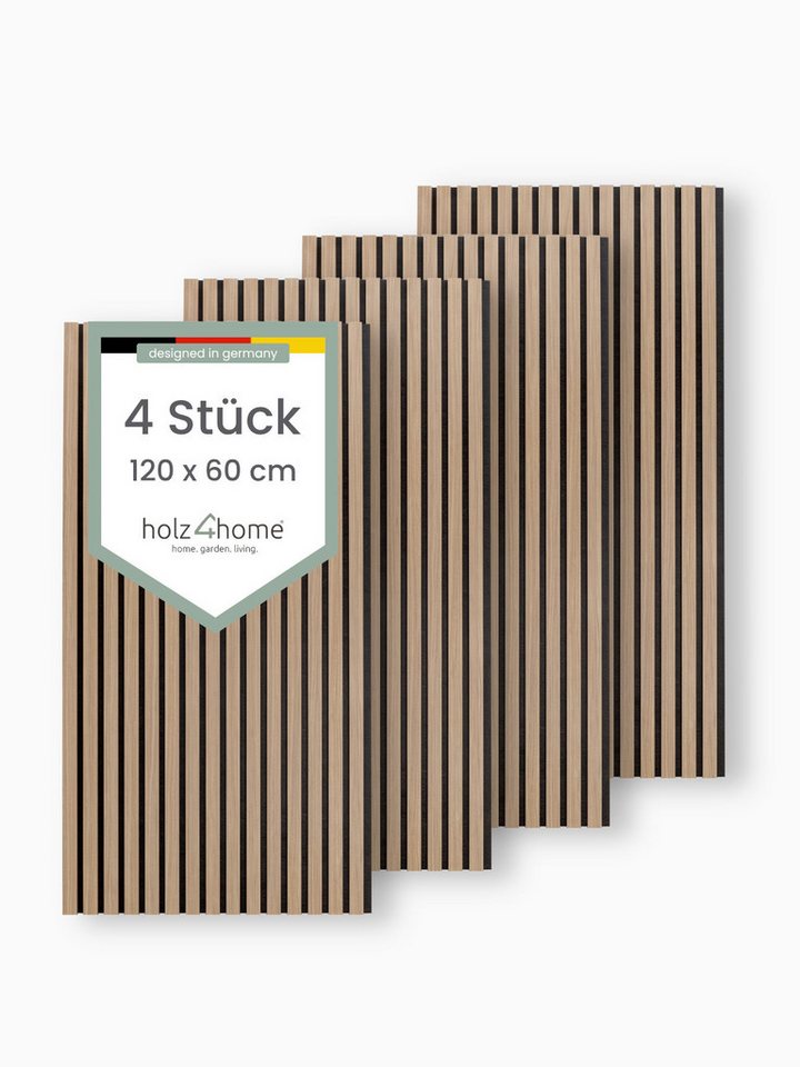 holz4home® 3D Wandpaneel Akustikpaneel 4er Set Holz 120x60 cm I Wandpaneel aus MDF in Holzoptik, (4-tlg) Modern und Minimalistisch Bild 3