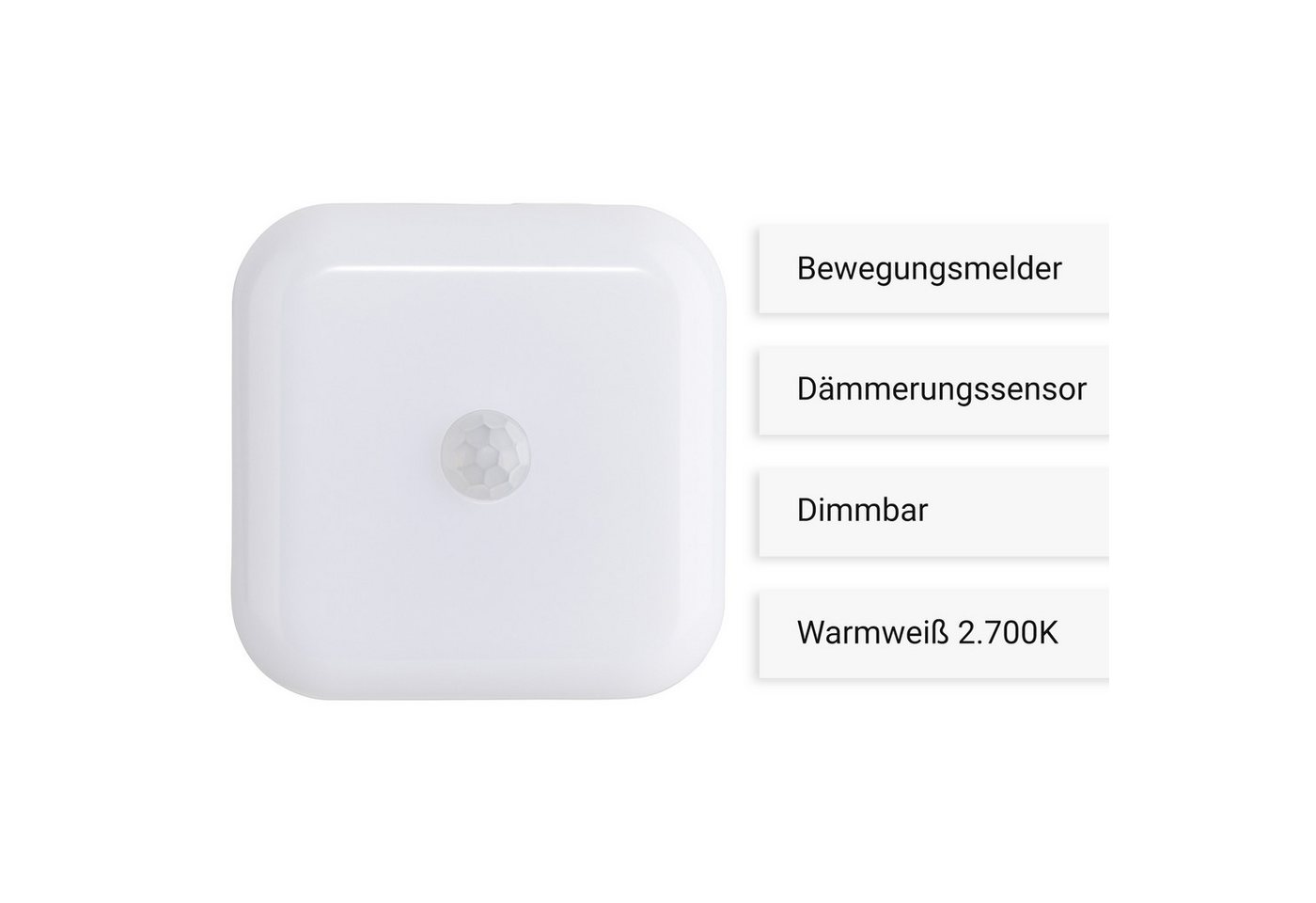 SEBSON LED Nachtlicht Steckdosenlampe 2er Set - Bewegungsmelder, Dämmerungssensor, Dimmbar, LED integriert, warmweiß, Dimmbar in 5 Stufen, Infrarot Sensor, Lichtsensor, Eurostecker 230V Bild 3