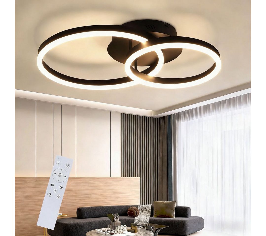 Nettlife LED Deckenleuchte Gold/ Silber/Schwarz Wohnzimmerlampe Modern Dimmbar 59cm Fernbedienung, 3000K-6500K, Warmweiß,Naturweiß, Kaltweiß, LED fest integriert, Geeignet für Wohnzimmer, Schlafzimmer, Küche, Esszimmer, Büro Bild 2