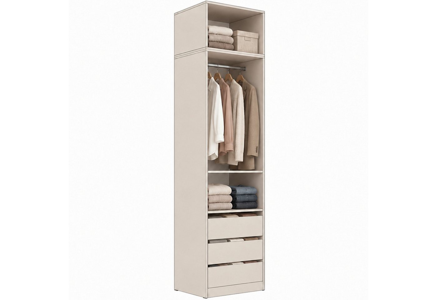 Marmex Möbel Regal TRES 04/4N Mehrzweckregal mit drei Schubladen 60 x 246 x 51, Garderobenschrank, Kleiderstange Bild 3