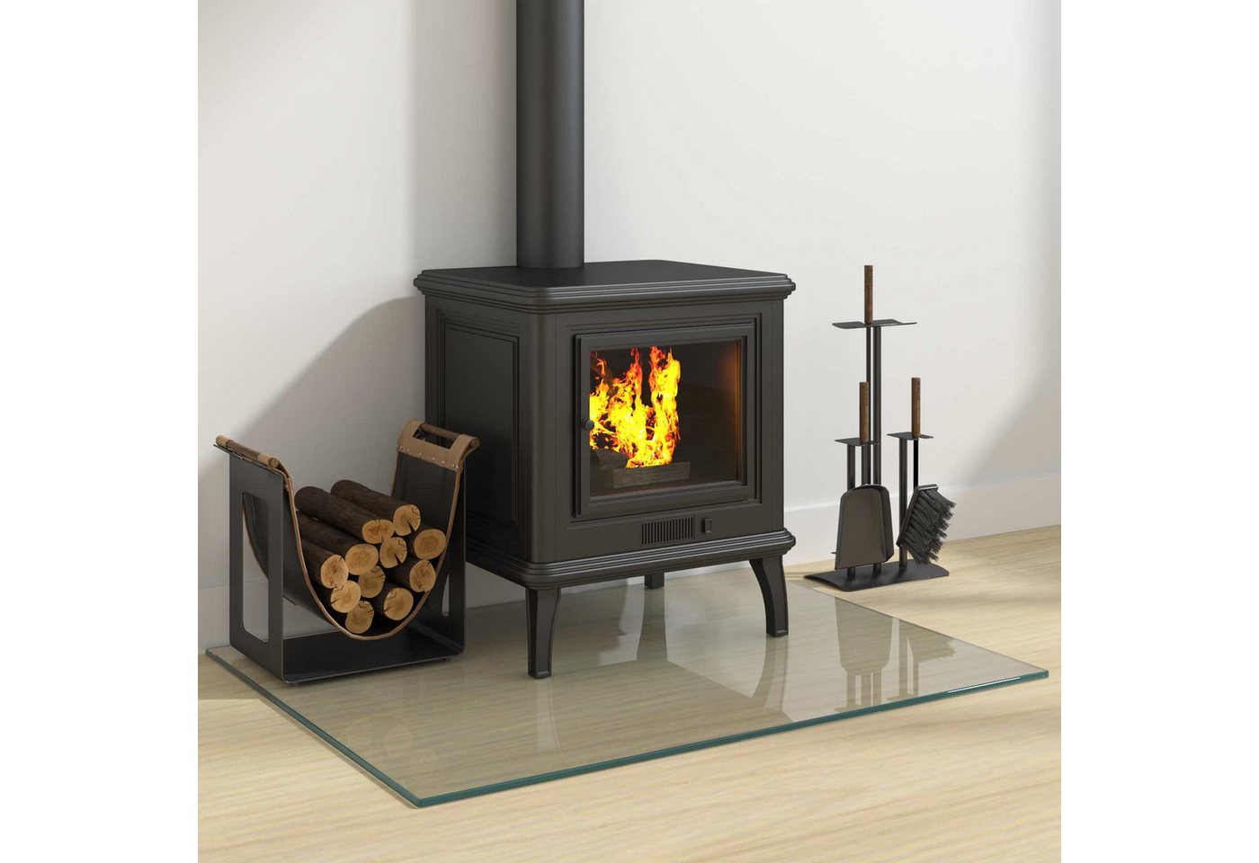vidaXL Bodenplatte Feuerstelle Glasplatte Transparent 80 x 60 cm Glas, (1-St) Bild 2