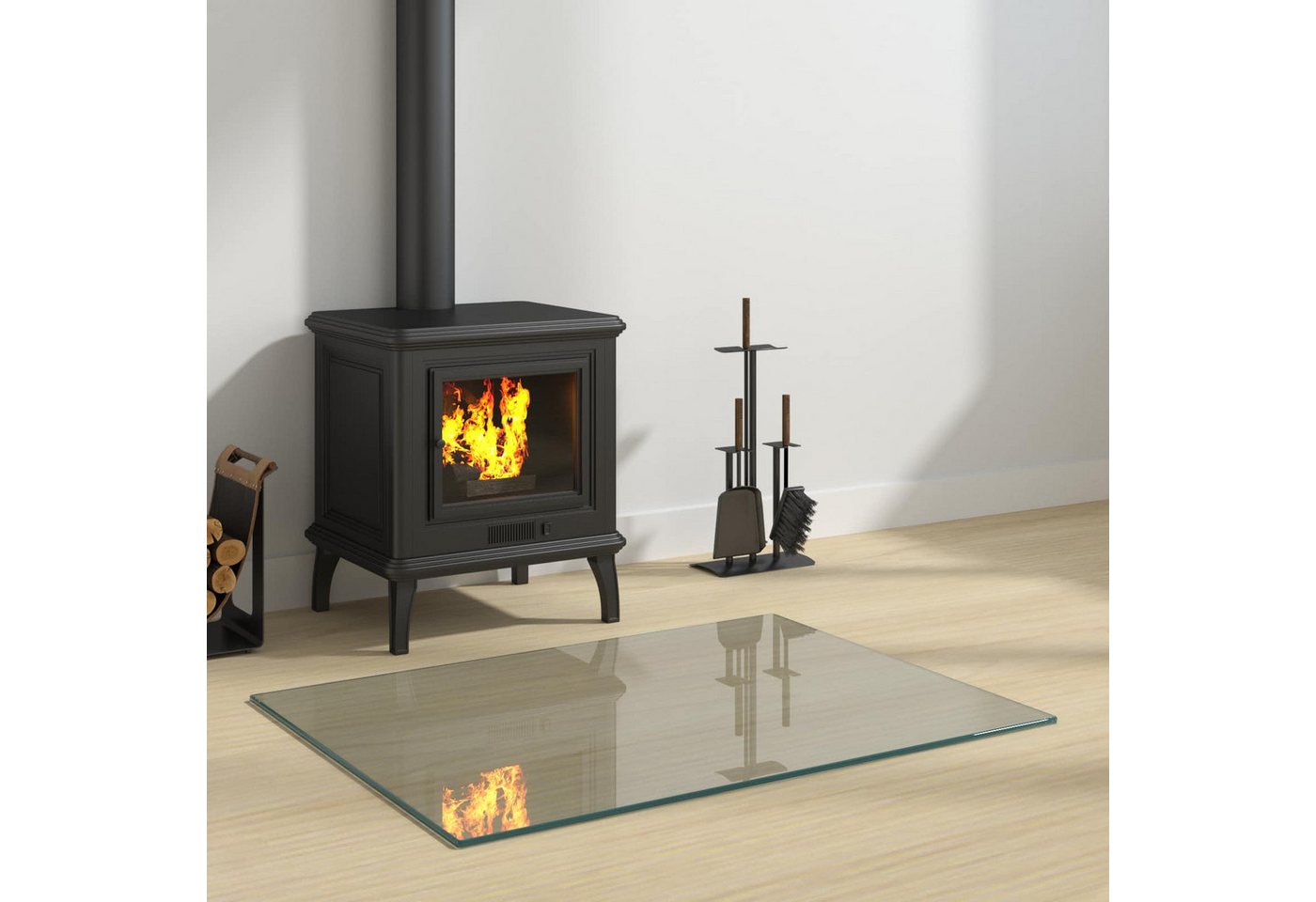vidaXL Bodenplatte Feuerstelle Glasplatte Transparent 80 x 60 cm Glas, (1-St) Bild 3