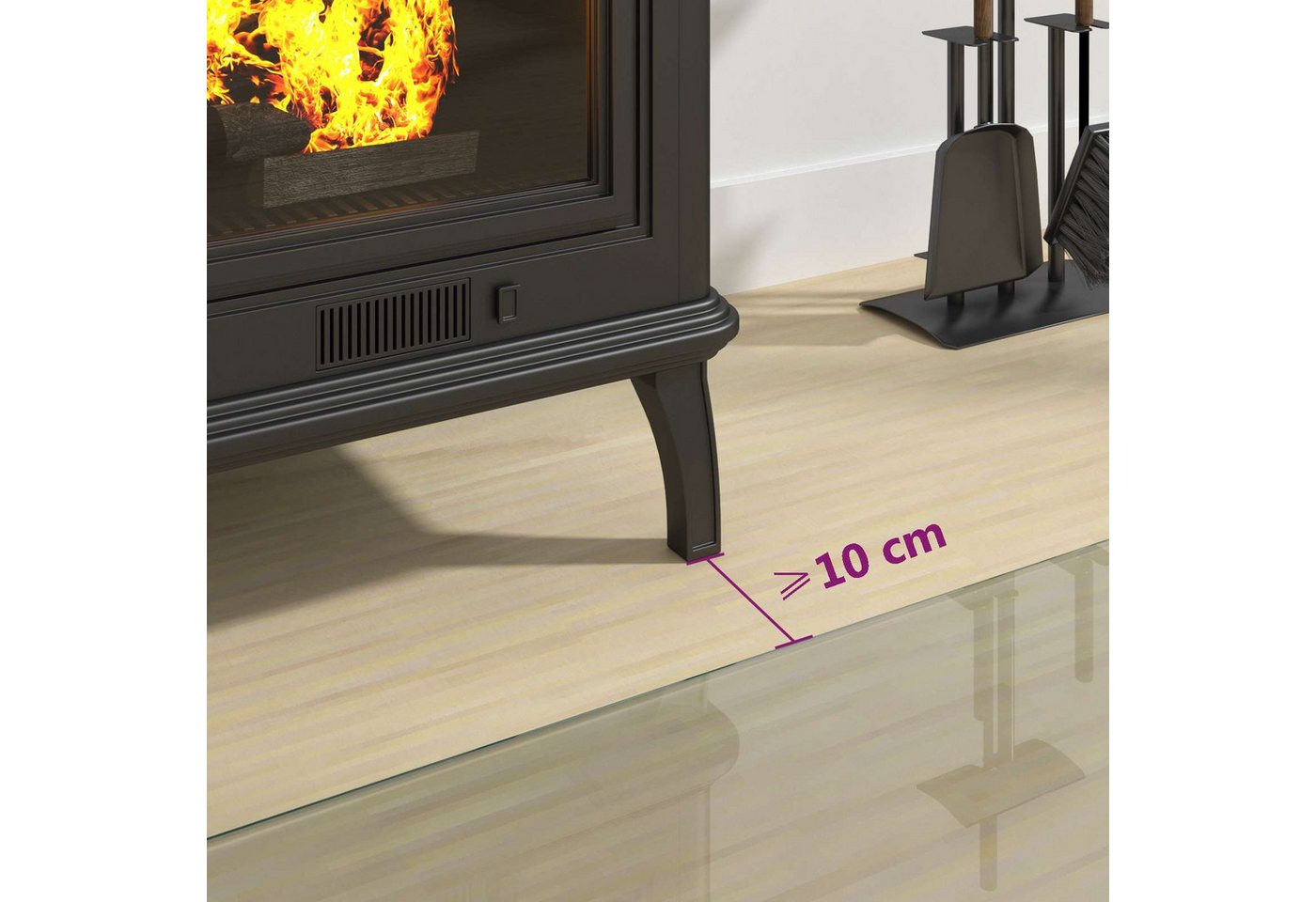 vidaXL Bodenplatte Feuerstelle Glasplatte Transparent 80 x 60 cm Glas, (1-St) Bild 4