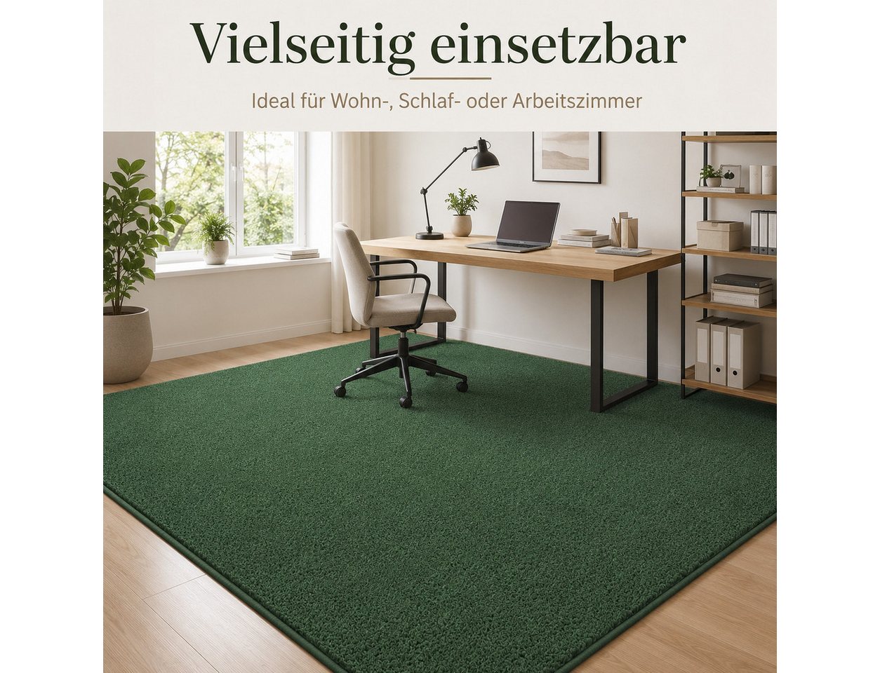 Lochas Teppich Kurzflor Teppich Uni Schwarz – Weich, rutschfest & waschbar