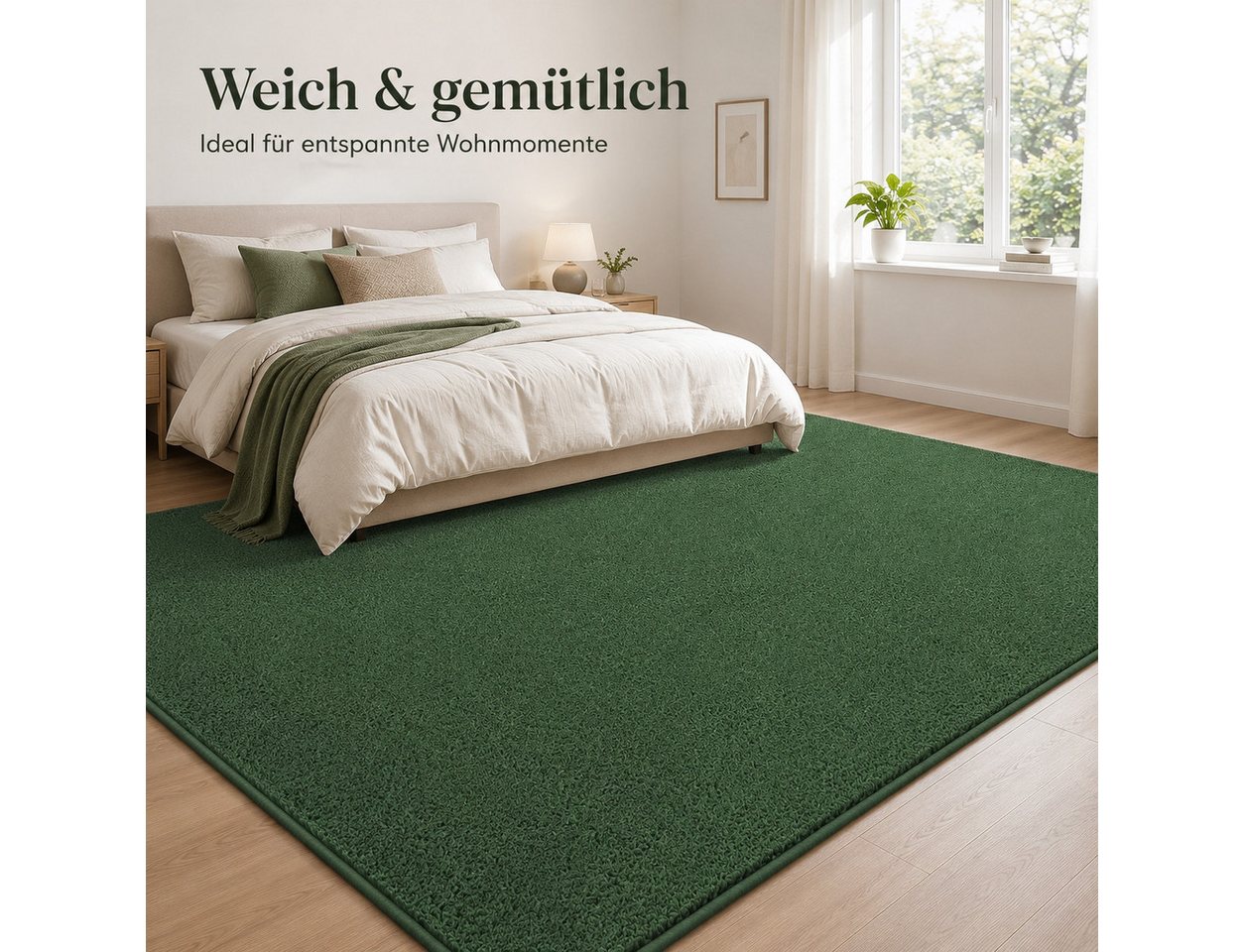 Lochas Teppich Kurzflor Teppich Uni Schwarz – Weich, rutschfest & waschbar Bild 2