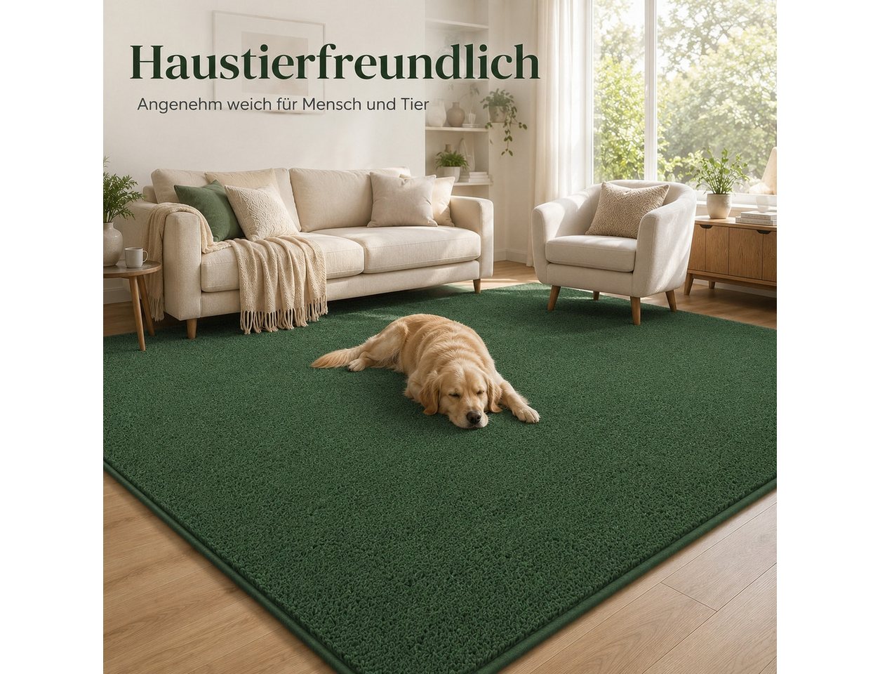 Lochas Teppich Kurzflor Teppich Uni Schwarz – Weich, rutschfest & waschbar Bild 4