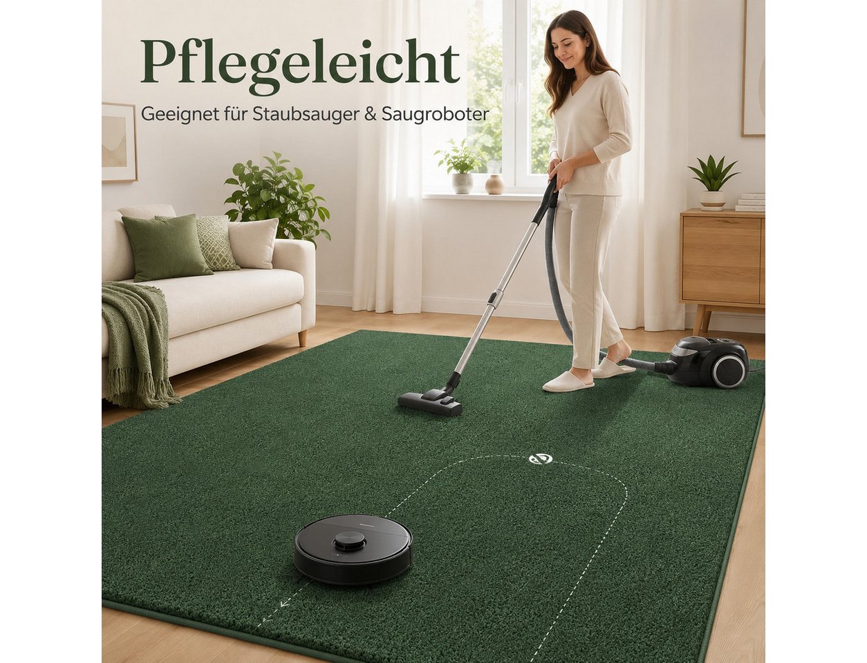 Lochas Teppich Kurzflor Teppich Uni Schwarz – Weich, rutschfest & waschbar Bild 5