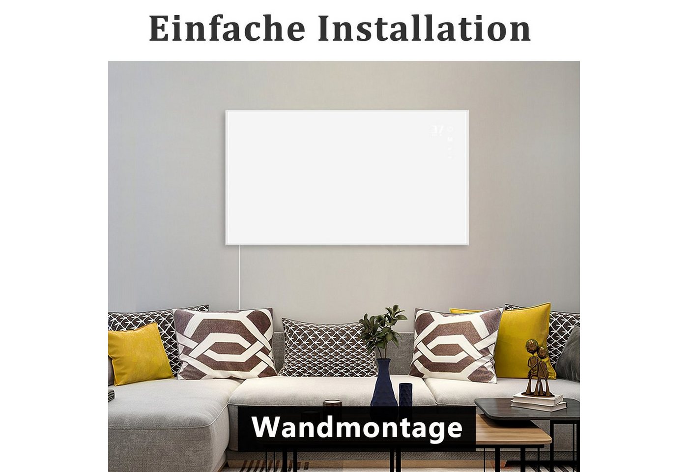 ZMH Infrarotheizung Wandheizung mit Fernbedienung Energieeinsparung Schlafzimmer Hotel, OHNE WIFI