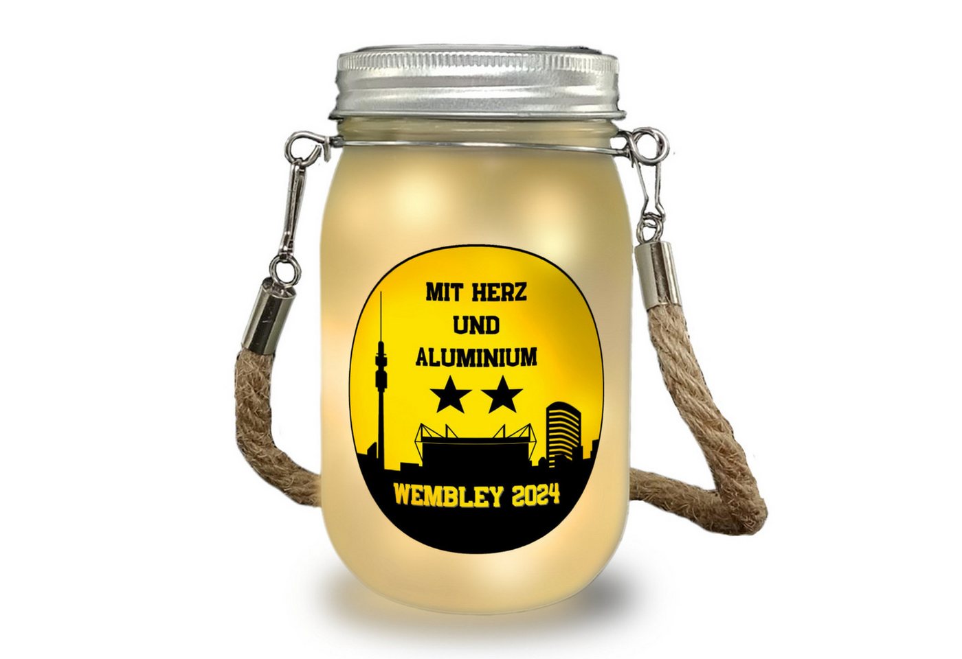 speecheese Dekolicht Dortmund Finale Wembley 2024 Solarlicht mit Spruch Herz und Aluminium Bild 2