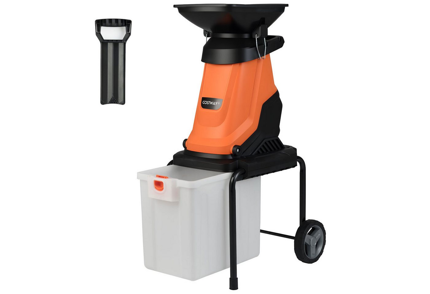 COSTWAY Häcksler, (1-St), 3000W Elektro Gartenhäcksler, mit Rädern, 50L Fangbox