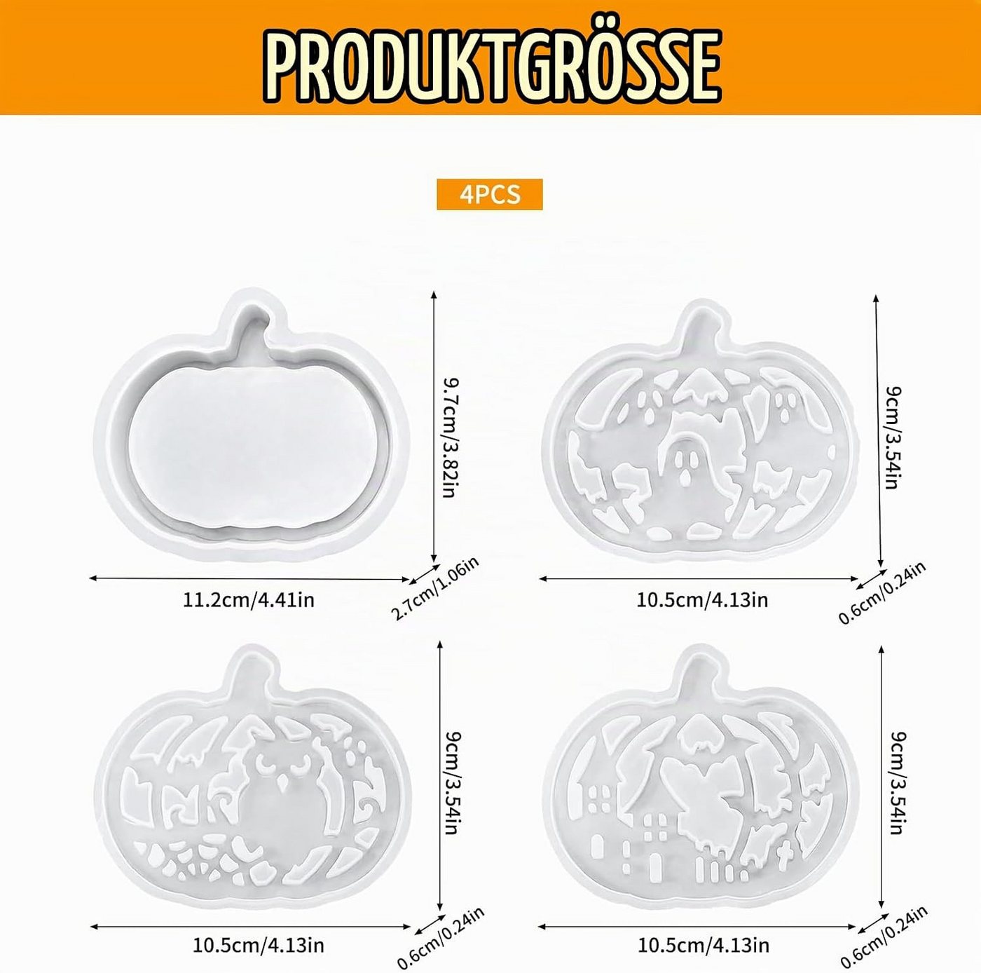 Bomiclss Silikonform 4 Stück Silikonform kürbis,Gießformen Silikon Halloween für DIY Kürbis, (4-tlg) Bild 3