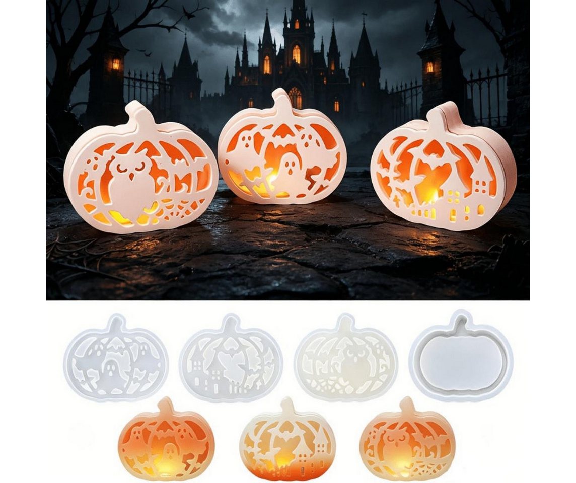 Bomiclss Silikonform 4 Stück Silikonform kürbis,Gießformen Silikon Halloween für DIY Kürbis, (4-tlg) Bild 5