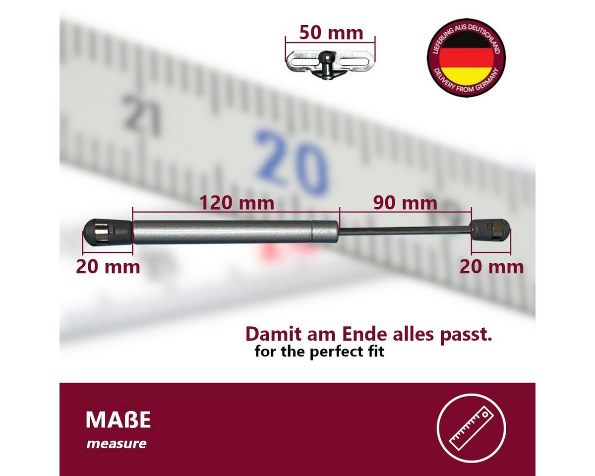 HOOZ Türbeschlag 2er Set Gasfeder 100N Gasdruckfeder Türdämpfer (2 St., 2er Set) Bild 5