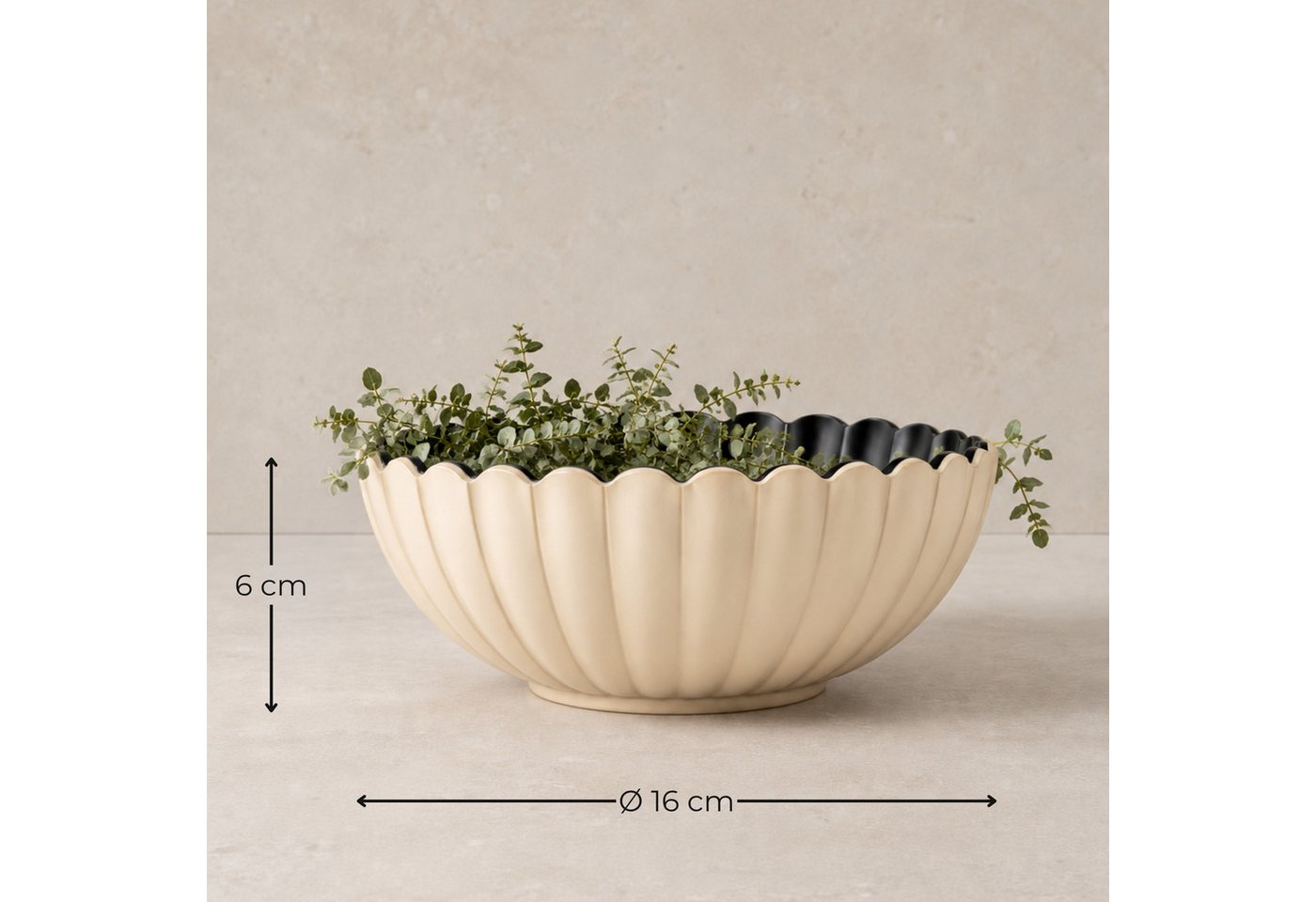 matches21 HOME & HOBBY Blumentopf Runde Pflanz-Schalen gewellt für draussen champagner gold 16 cm (2 St), Wetterfeste Blumen-Schale als moderne Outdoor Gartendeko Grabschmuck Bild 4