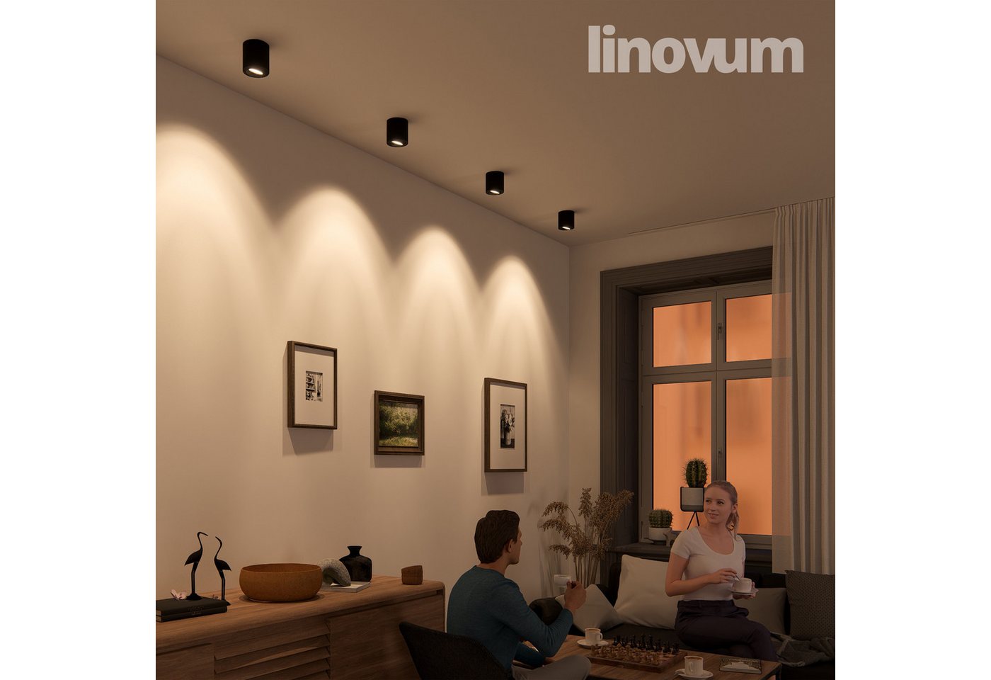 linovum LED Aufbaustrahler Aufbauleuchte CORI schwenkbar Schwarz Deckenlampe Deckenstrahler Spot