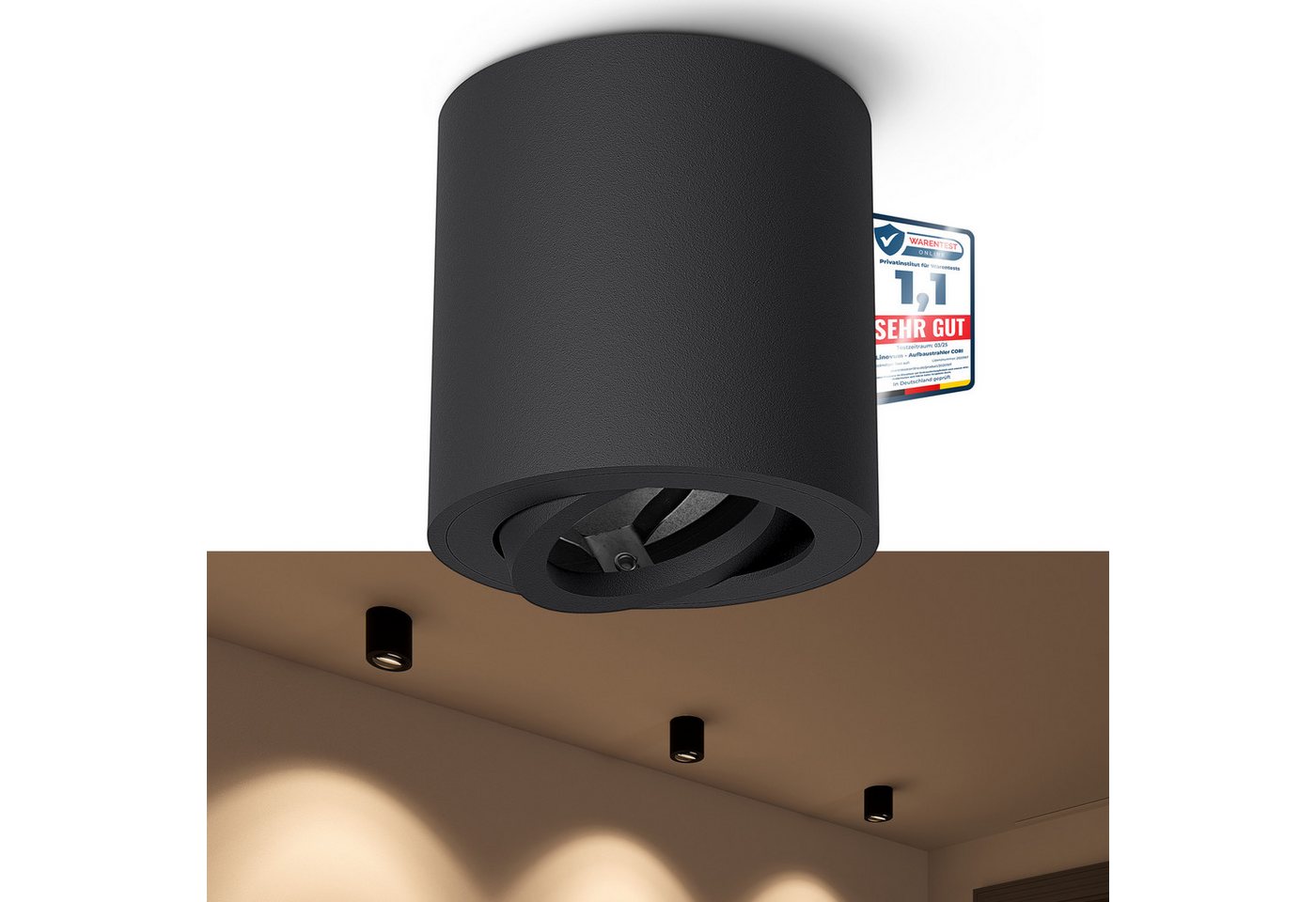 linovum LED Aufbaustrahler Aufbauleuchte CORI schwenkbar Schwarz Deckenlampe Deckenstrahler Spot Bild 4