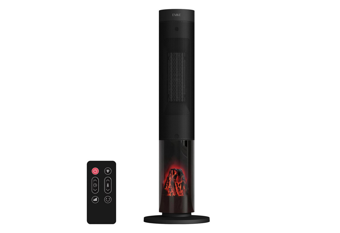 EMKE Heizlüfter Turmheizer mit Thermostat, Oszillation simulierten Flammen 2000 W, Mobiler PTC-Heizer mit Fernbedienung, Timer und ECO-Funktion Bild 2