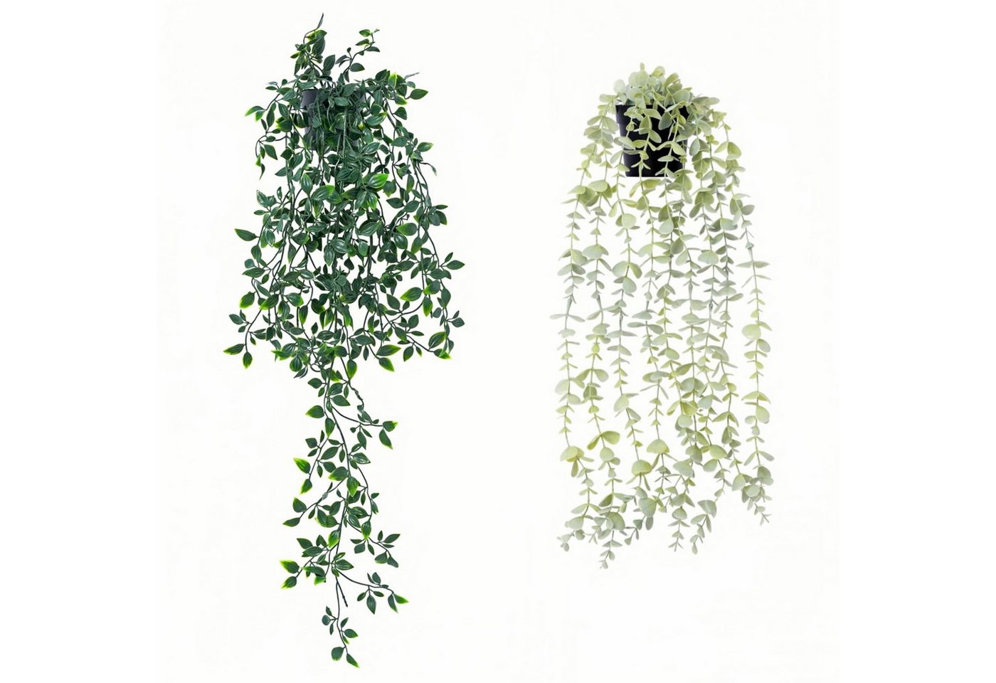 Künstliche Zimmerpflanze 2-teiliges Set künstlicher Hängepflanzen – Eukalyptus, Zyronn, Kunstpflanzen im Topf Wanddekoration im Vintage-Boho-Stil für Zuhause Bild 4