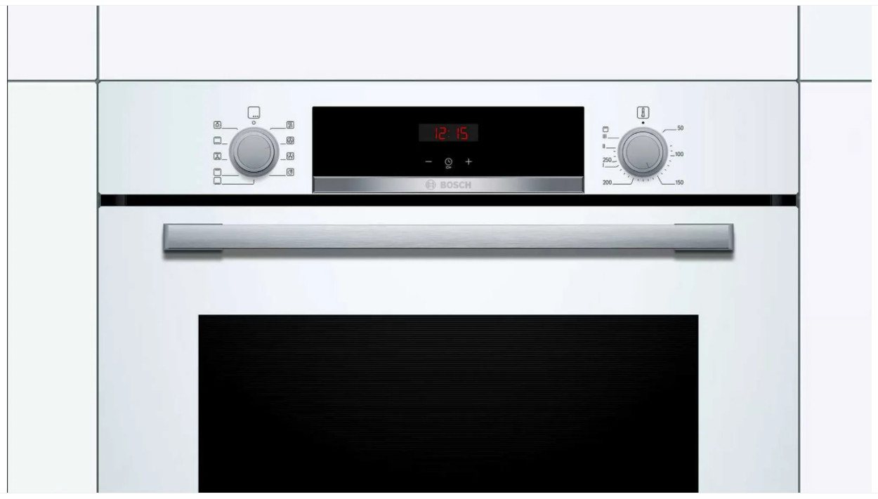 BOSCH Backofen-Set Weiß 71 Liter 3D Heißluft Hydrolyse Induktionskochfeld 60 cm Flexzonen, Hydrolyse