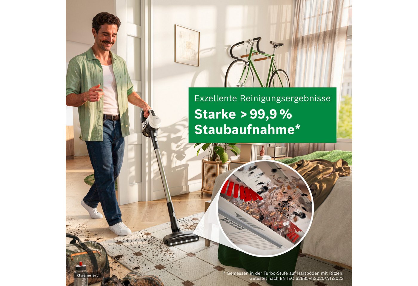 BOSCH Akku-Stielstaubsauger Unlimited 5 BBU52WBA, LED-Düse, Made in Germany, beutellos, starke Saugleistung, bis zu 50 Min. Laufzeit, Fugendüse, leicht, weiß Bild 2