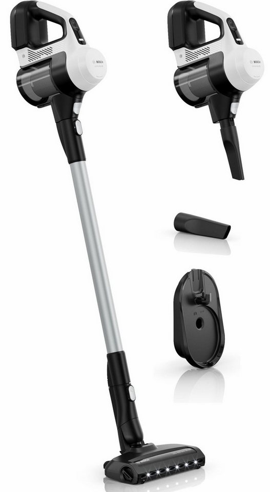 BOSCH Akku-Stielstaubsauger Unlimited 5 BBU52WBA, LED-Düse, Made in Germany, beutellos, starke Saugleistung, bis zu 50 Min. Laufzeit, Fugendüse, leicht, weiß Bild 3